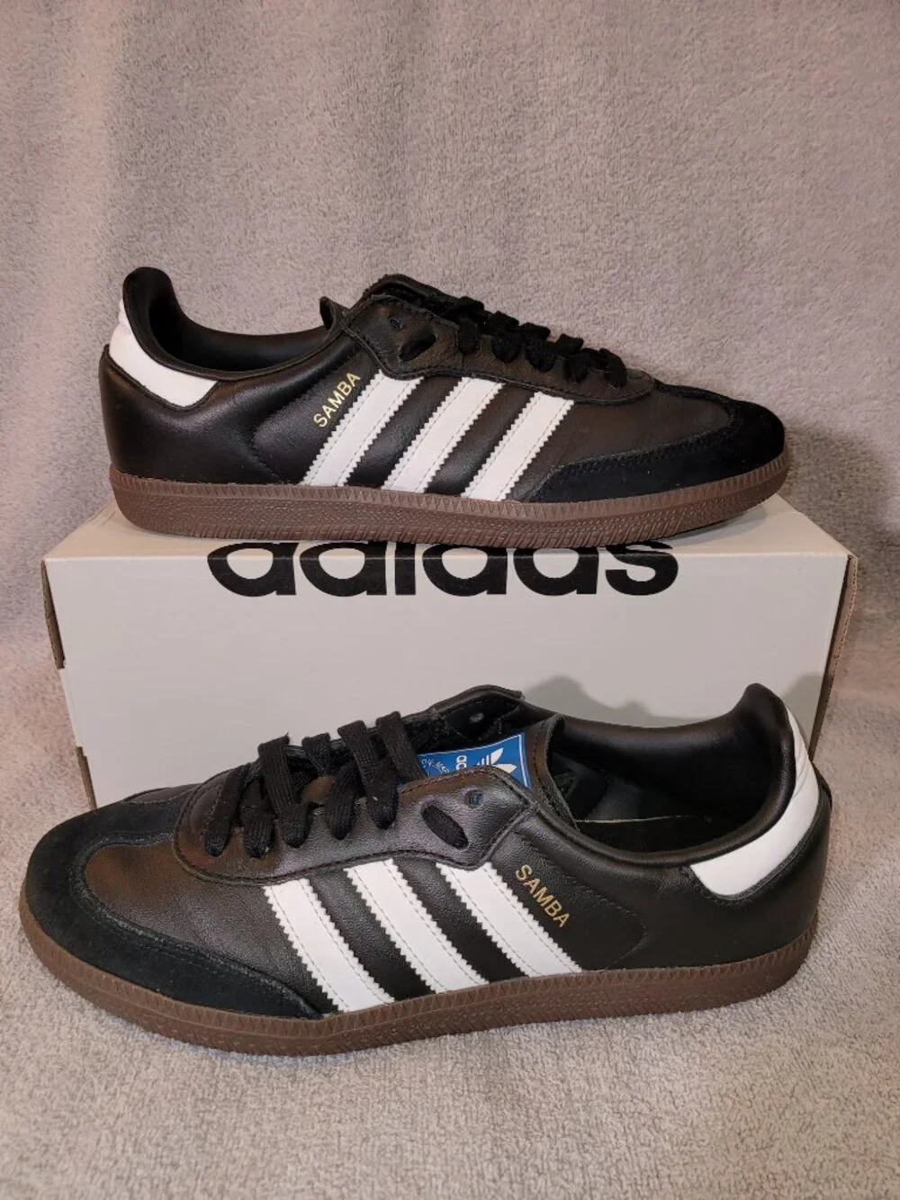 Adidas Samba OG Mens Size 7.5 Black White Brown Gum Sole Sneakers B75807 (#2493)